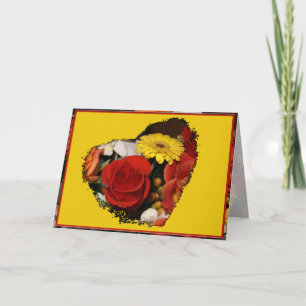 Cartão Thinking Of You Rose Bouquet Heart Template 