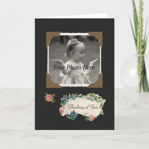 Cartão Thinking of You Vintage Scrapbook Roses Photo Card