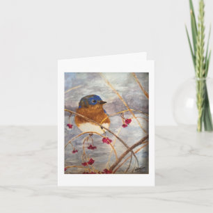 Cartão "Thinking of You" winter bird card