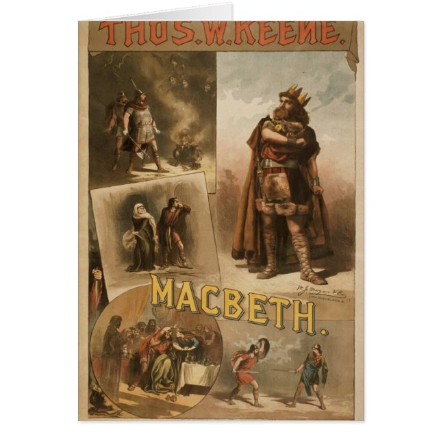 Cartão Thos. W. Keene, teatro retro de "Macbeth" (Frente)