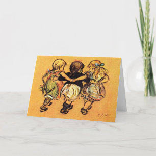 Cartão Three Little Girls - best Friends - Greeting Card