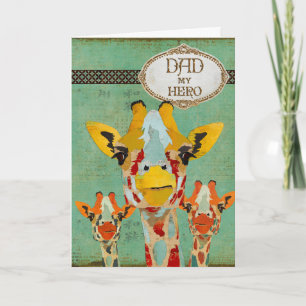 Cartão Three Peeking Giraffes  Father's Day Card