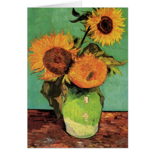 Cartão Three Sunflowers in a Vase by Vincent van Gogh