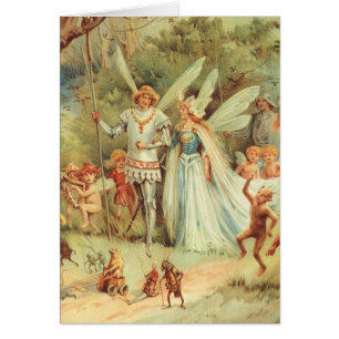 Cartão Thumbelina e Prince Wedding, Vintage Fairy Tales