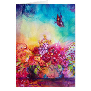 CARTÃO THUMBELINA, FLOWER BASKET E BUTTERFLY