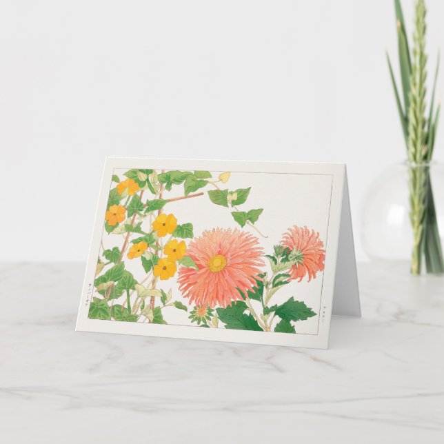 Cartão Thunbergia, China aster por Tanigami Konan (Frente)