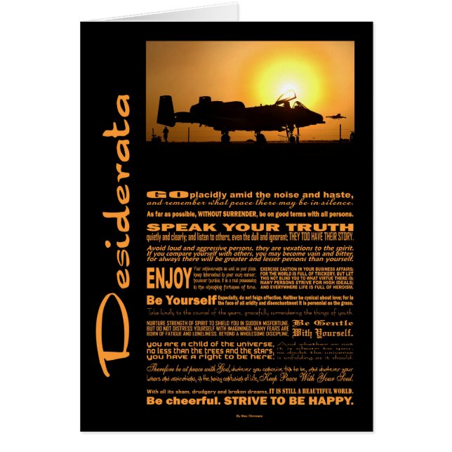 Cartão Thunderbolt do Poema Desiderata A-10 (Frente)