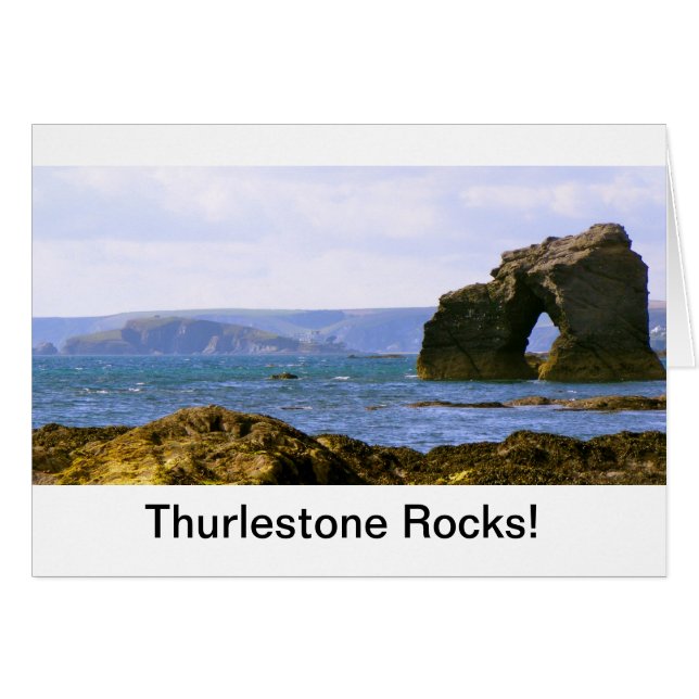 Cartão "Thurlestone Rocks!" Devon Gift (Frente Horizontal)