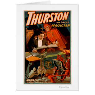 Cartão Thurston o grande mágico com mágica do diabo