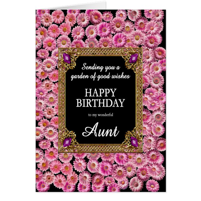 Cartão Tia Birthday Pink Daisies (Frente)