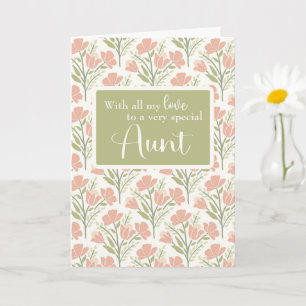 Cartão Tia Birthday Pink Flower Pattern