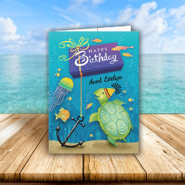 Cartão Tia Birthday Turtle Presente