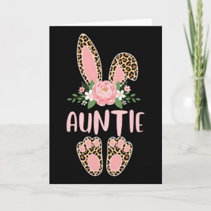 Cartão Tia Bunny Leopardo Floral Feliz Páscoa Dia das Mãe