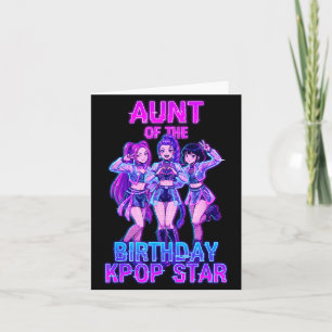 Cartão Tia da Garota do Aniversário Estrela do K-pop Pop 