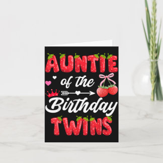 Cartão Tia dos Gêmeos de Aniversário Menina de 1º Anivers
