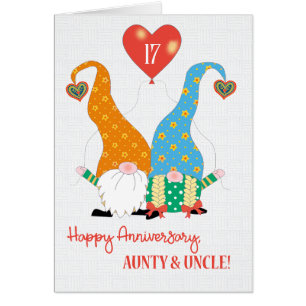 Cartão Tia e Tio Costumam Anunciar Ano com Gnomos