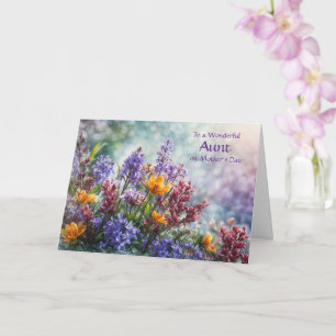 Cartão Tia Feliz Dia das Mães com Lindas Flores da Primav