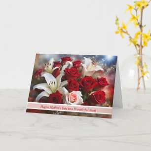 Cartão Tia Feliz dia de as mães com Flores Bonito