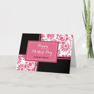 Cartão Tia Floral Preta Rosa Feliz Dia das Mães