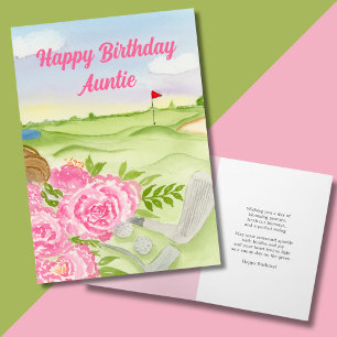 Cartão Tia Happy Birthday Peonies No Curso De Golfe