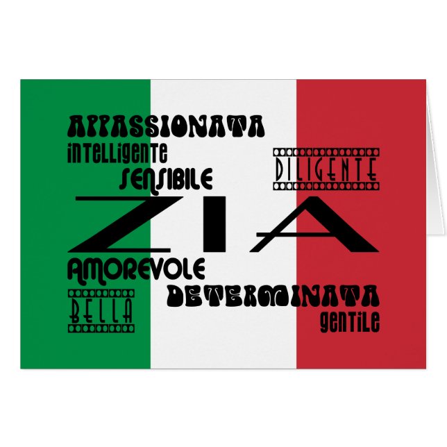 Cartão Tias italianas: Qualidades (Frente Horizontal)