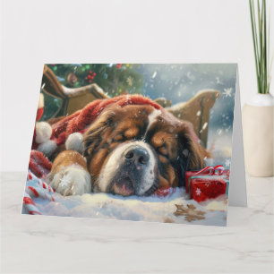 Cartão Tibetan Mastiff Cachorro Festivo
