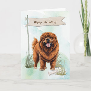 Cartão Tibetan Mastiff Dog Breed Sob Sinal De Aniversário