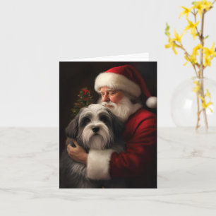 Cartão Tibetan Terrier Papai Noel Natal Festivo