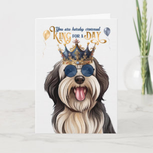 Cartão Tibetano Terrier Dog King por um dia de aniversári