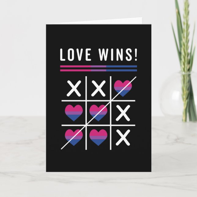 Cartão Tic Tac Toe Love ganha orgulho bissexual LGBTQ (Frente)