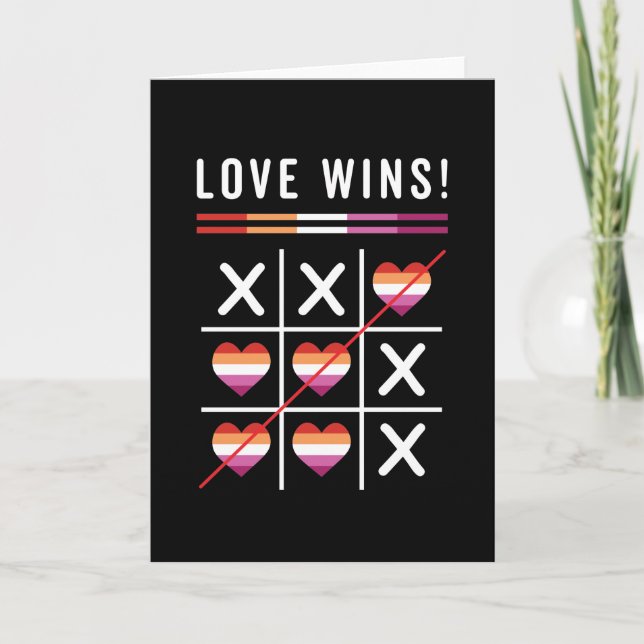 Cartão Tic Tac Toe Love ganha orgulho lésbico LGBTQ (Frente)