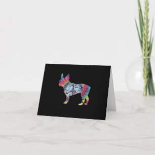 Cartão tie dye french buldog   presente para amantes de c