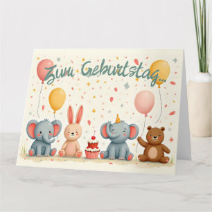 Cartão Tierische Freunde im Partyzauber