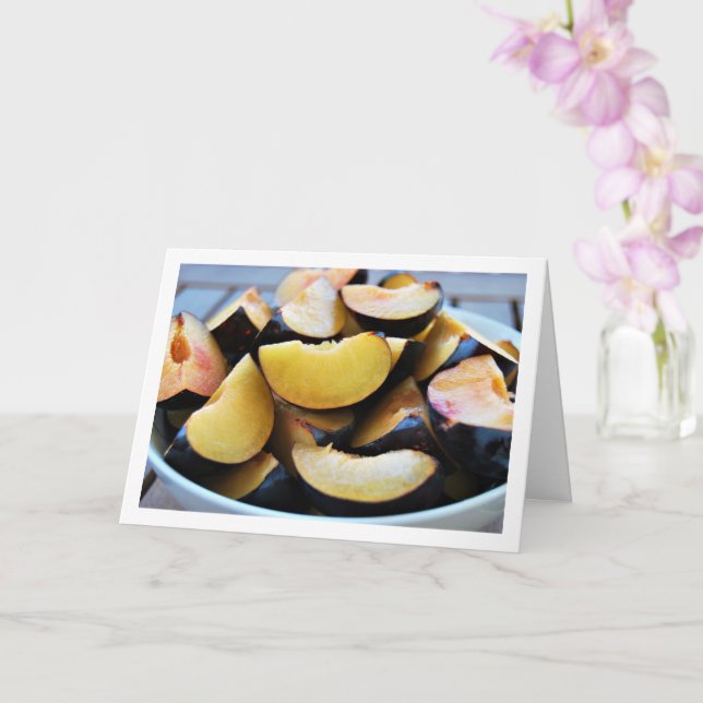 Cartão Tigela de Frutas de Ameixa Fatiada (Orquídea)