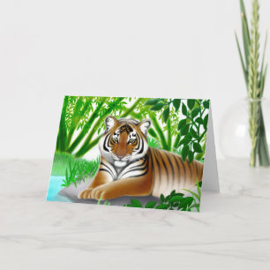 Cartão Tiger in Bamboo Jungle Greeting Card