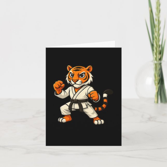 Cartão Tiger Karate Funny Black Belt Boys Meninas (Frente)