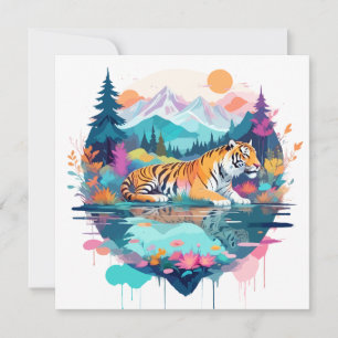 Cartão Tiger Wildlife Animal Nature Outdoor Watercolor