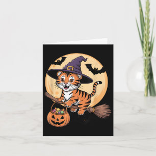 Cartão Tiger Witch Hat Pumpkin Halloween Homens Mulher