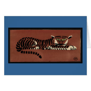 Cartão Tigre - Antiquarian, ilustração de livro colorida