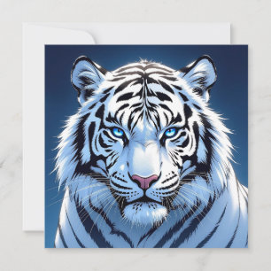 Cartão Tigre Branco de Olhos Azuis