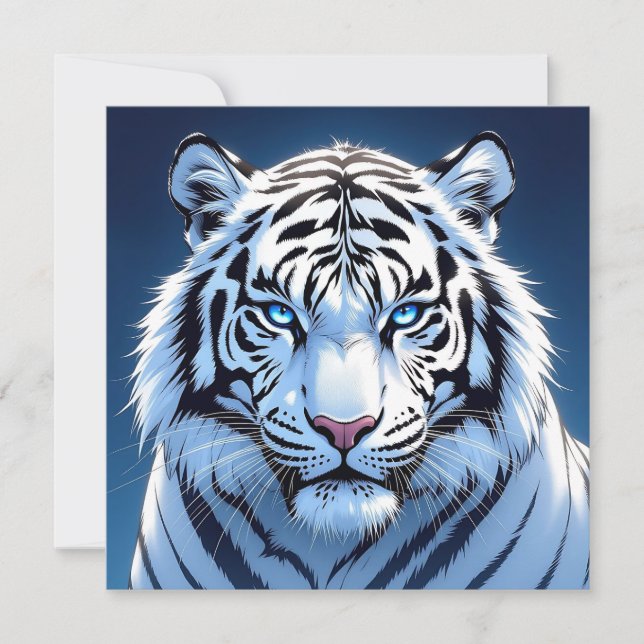 Cartão Tigre Branco de Olhos Azuis   (Frente)