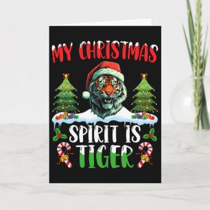 Cartão Tigre Chapéu de Natal do Papai Noel do Espírito de