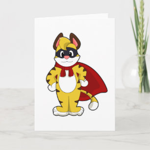 Cartão Tigre como Herói com Máscara & Cape