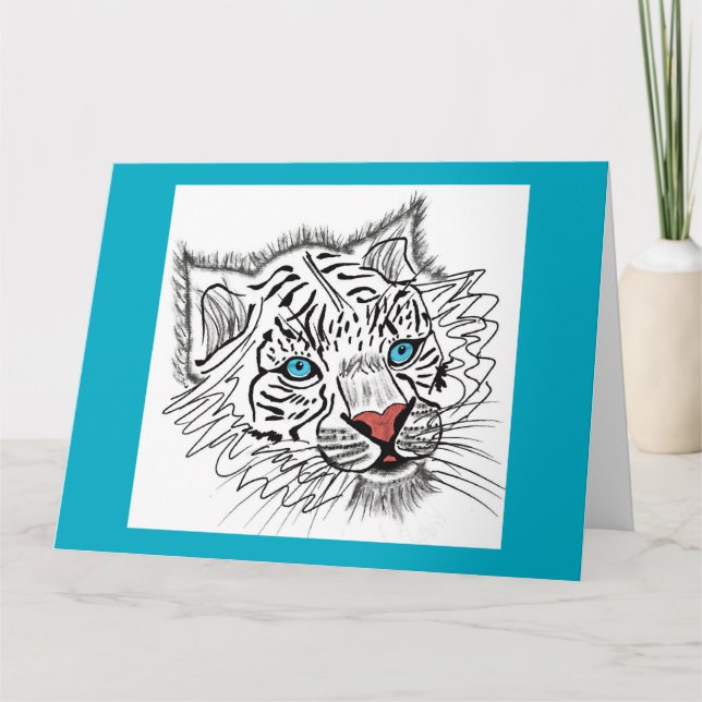 Cartão Tigre de bebê de olhos azuis (Frente)