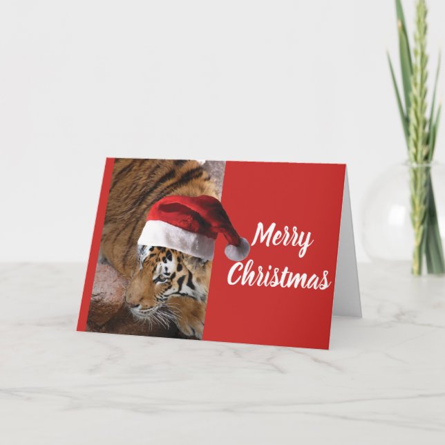 Cartão Tigre-de-bengala de Natal (Frente)