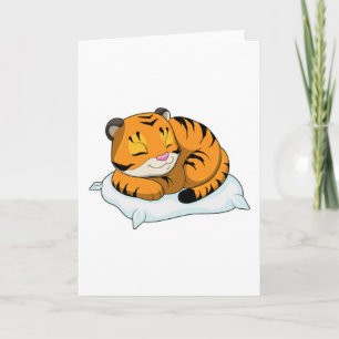 Cartão Tigre dormindo com travesseiro