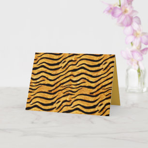 Cartão Tigre Dourado Selvagem Listras Onduladas Visual de