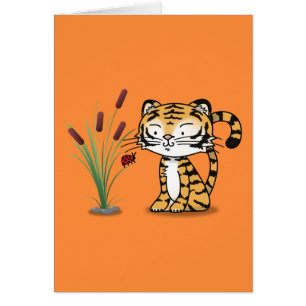 Cartão Tigre e um joaninha