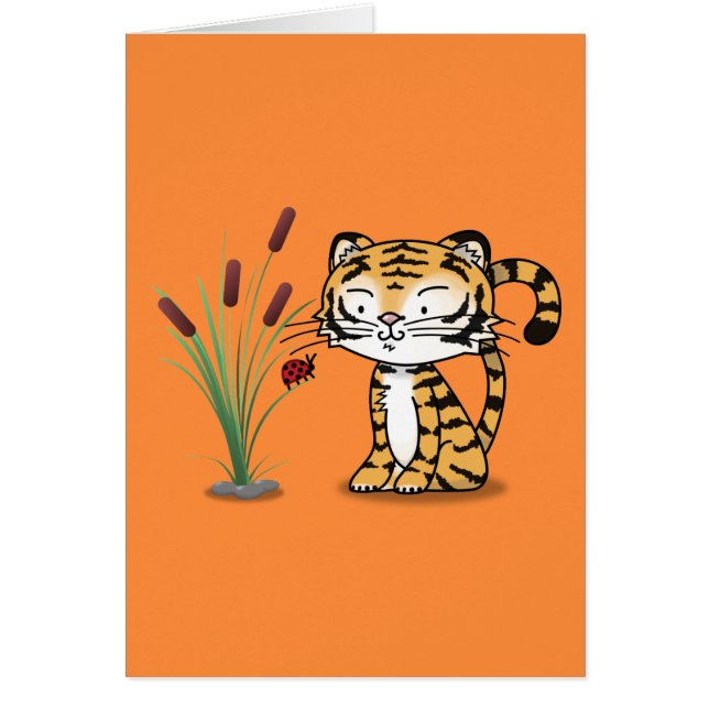 Cartão Tigre e uma joaninha (Frente)