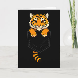 Cartão Tigre Engraçado Espiando no Bolso Amante de Animai